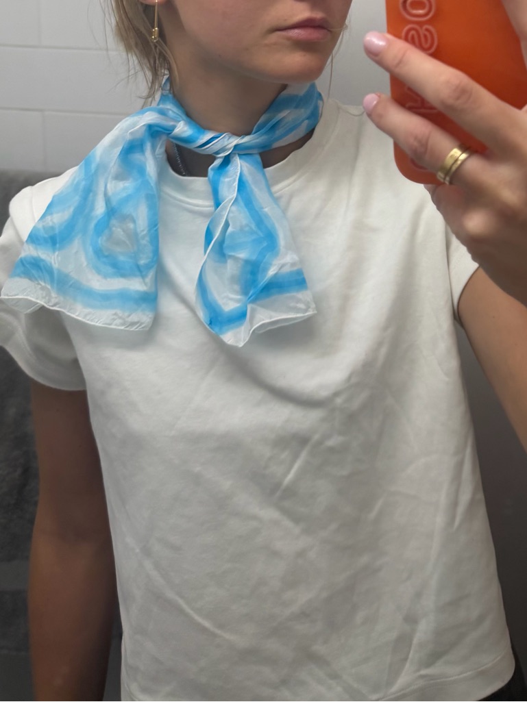 Vintage Blue And White Silk Neck Scarf